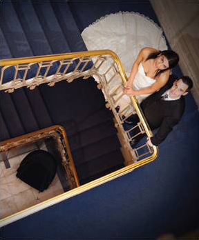 Staircase bride and groom on stairs Photo Shoot at 58 Princes Gate